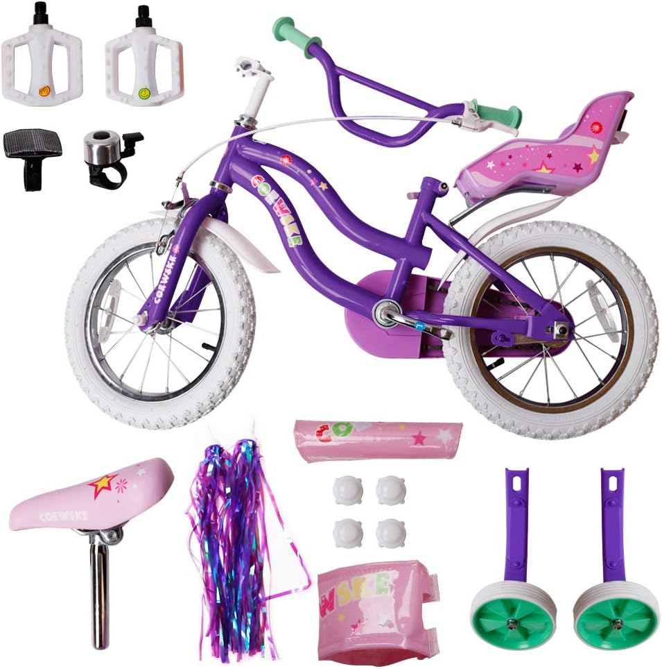 Kid's Bike Steel Frame Children Bicycle Little Princess Style 12-14-16-18-20 Inch with Training Wheel