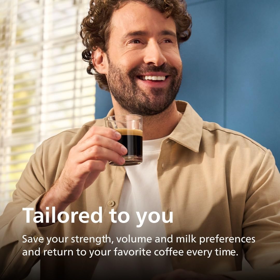 Philips 4400 Series Fully Automatic Espresso Machine – 12 Hot & Iced Coffees, Quick-to-Clean LatteGo Milk System, SilentBrew, QuickStart, Ceramic Grinder, Black Chrome (EP4447/90) (Renewed)