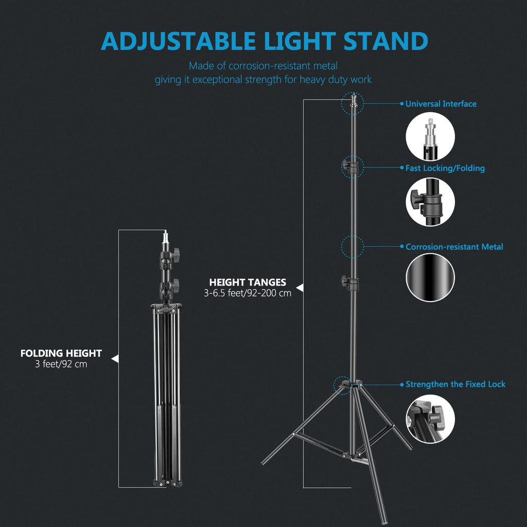 Neewer 2-Pack 2.4G LED Video Light with 2M Stand Bi-Color 200 SMD CRI 96+/U-Bracket/Barndoor/LCD Display Video Lighting Kit for Studio Photography, Remote/Case Included