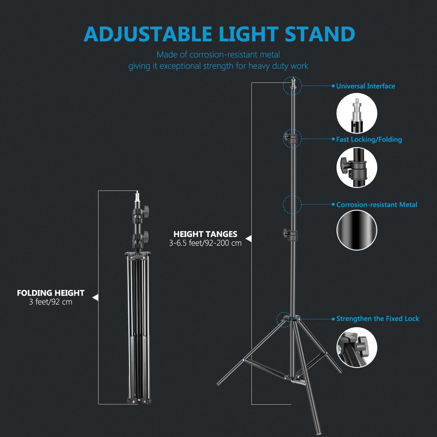 Neewer 2-Pack 2.4G LED Video Light with 2M Stand Bi-Color 200 SMD CRI 96+/U-Bracket/Barndoor/LCD Display Video Lighting Kit for Studio Photography, Remote/Case Included