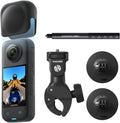 Insta360 X3 Motorcycle Bundle - Waterproof 360 Camera with 1/2' 48MP Sensors, 5.7K 360 Active HDR Video, 72MP 360 Photo, 4K Single-Lens, 60fps Me Mode, Stabilization