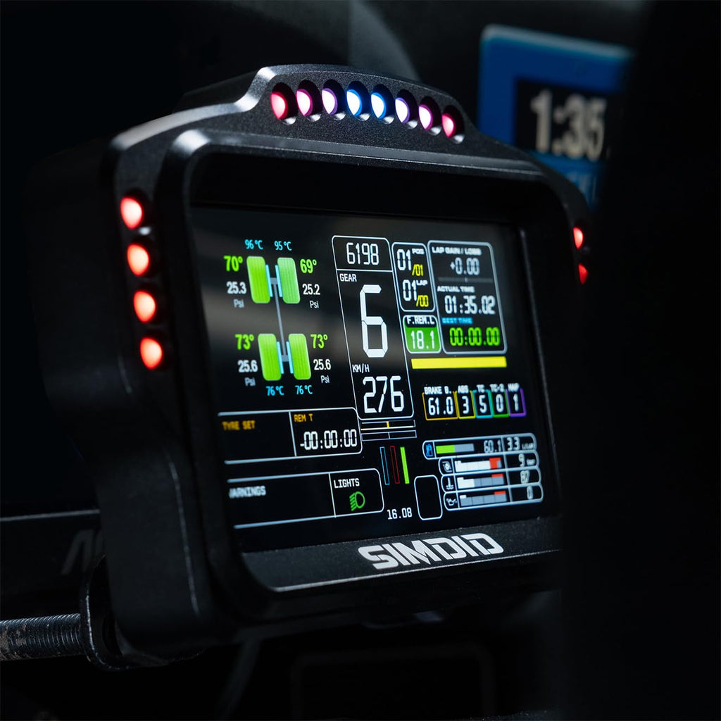 DV480 Pro V5 SimRacing Dashboard-DDU-Display Sim Racing Dash with 5' Screen & 16 RGB LEDs for Simulation Racing Games Accessories