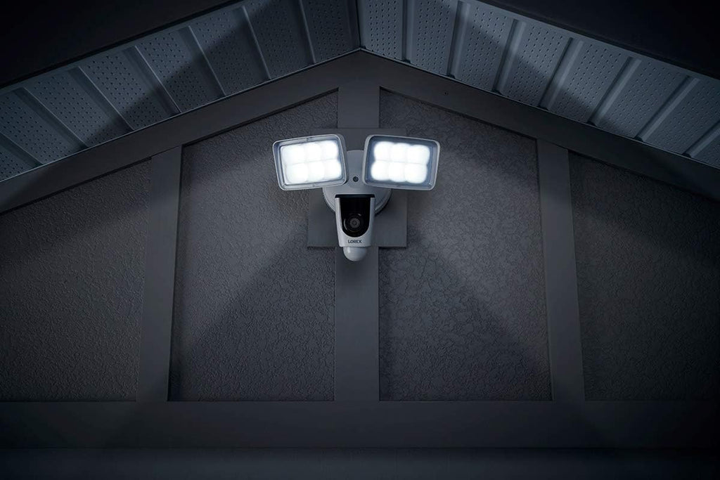 Lorex 1080p Wired White 4000 Lumens Floodlight Camera | 32GB MicroSD Card Included | No Monthly Fee | IR Night Vision | Motion Detection | 2-Way Talk | Siren | IP 65 Weatherproof