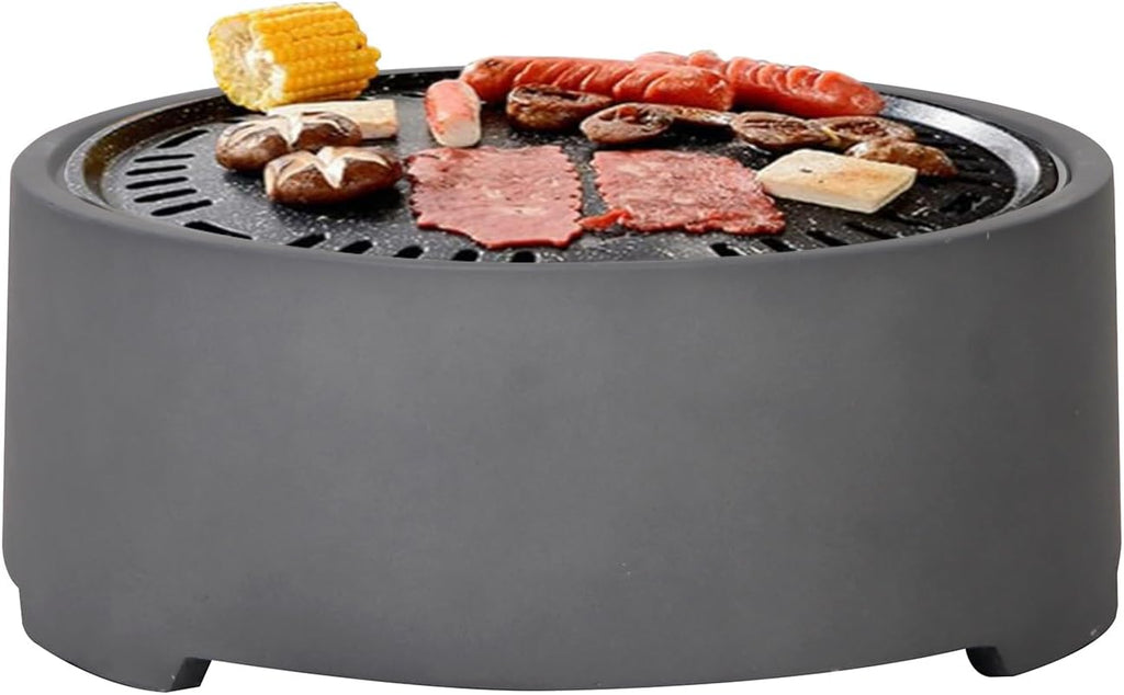 Afterglow 15 Inches Charcoal Grill Barbecue Smoker Stove Tabletop BBQ Outdoor Party for Patio Garden Backyard Decking Camping, Gray