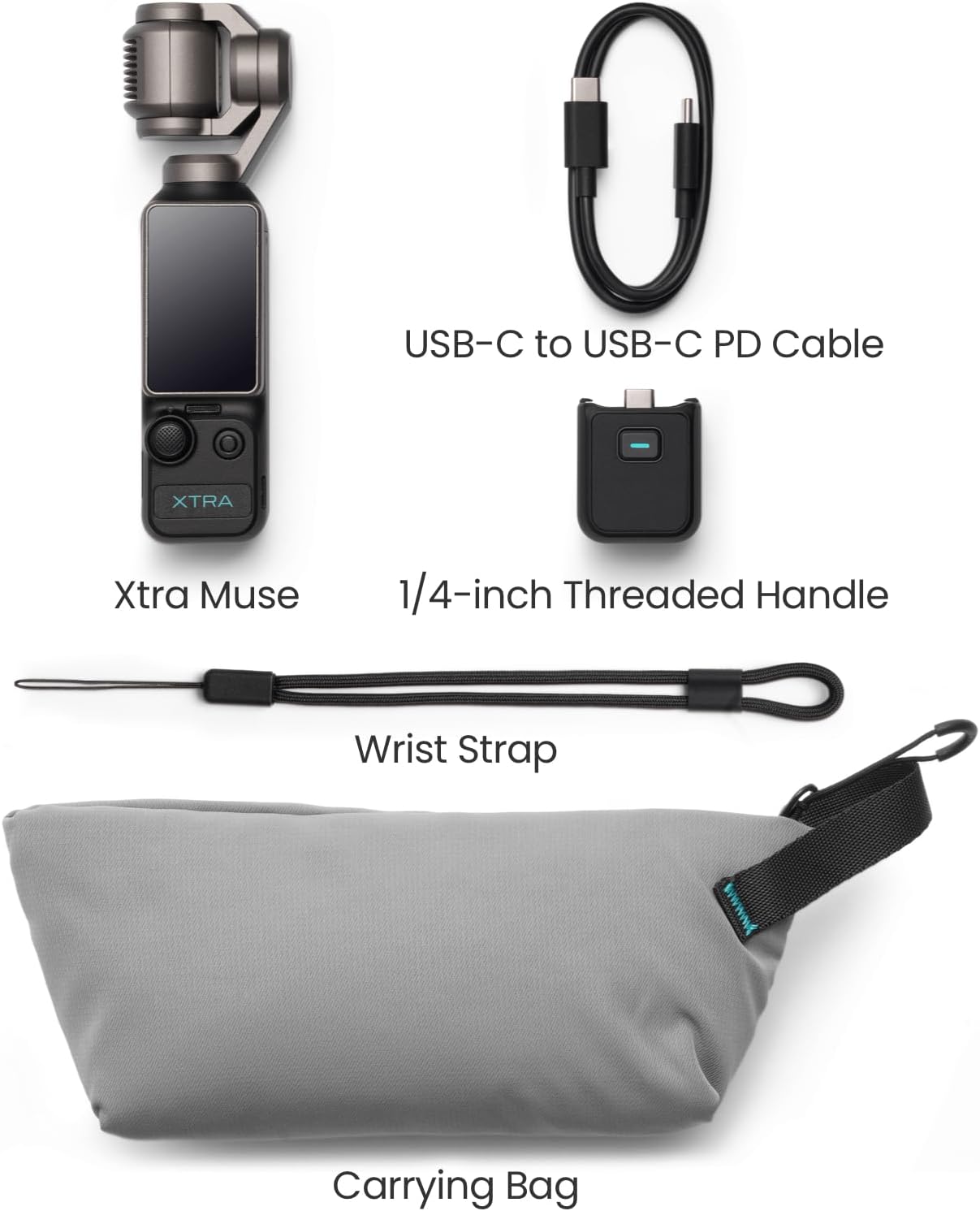 Xtra Muse, Vlogging Camera with 1'' CMOS & 4K/120fps Videos, Pocket Camera with 3-Axis Gimbal Stabilizer, Fast Focusing, Face/Object Tracking, Digital Video Camera for Photography, Digital Camera