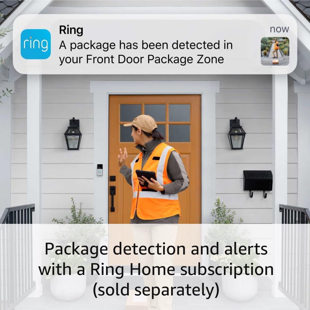 Ring Battery Doorbell, Satin Nickel with All-new Ring Outdoor Cam Plus Battery, White