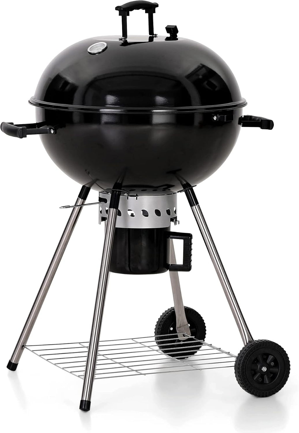 MFSTUDIO 22' Kettle Charcoal Grill, Portable Porcelain-Enameled BBQ Grill with Slide Out Ash Catcher for Outdoor Barbecue Cooking, Black