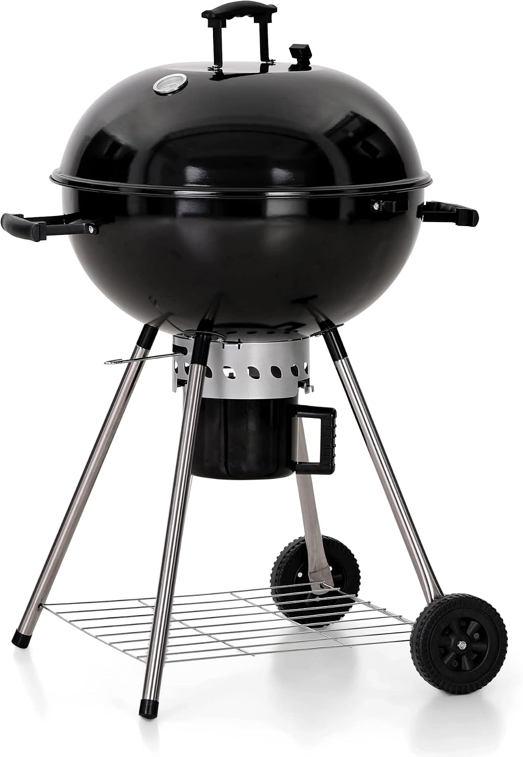 MFSTUDIO 22' Kettle Charcoal Grill, Portable Porcelain-Enameled BBQ Grill with Slide Out Ash Catcher for Outdoor Barbecue Cooking, Black