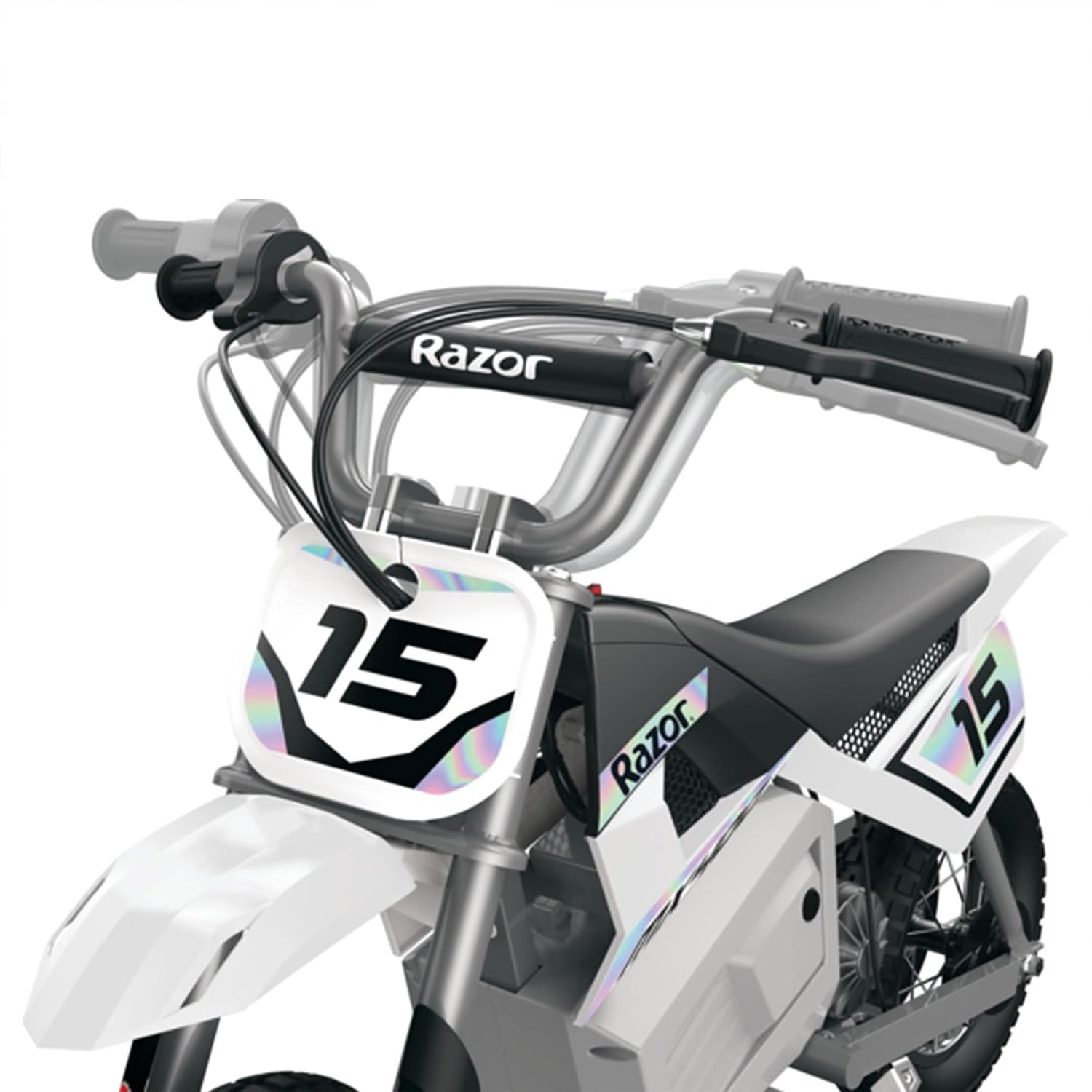 Razor MX400 Dirt Rocket Electric Bike for Kids Ages 8+, 140 lb Max Weight, White – 24V Battery, Up to 14 Mph, 30-Min Ride Time on High Speed, Twist-Grip Throttle, Spoked Wheels w/ 12' Pneumatic Tires
