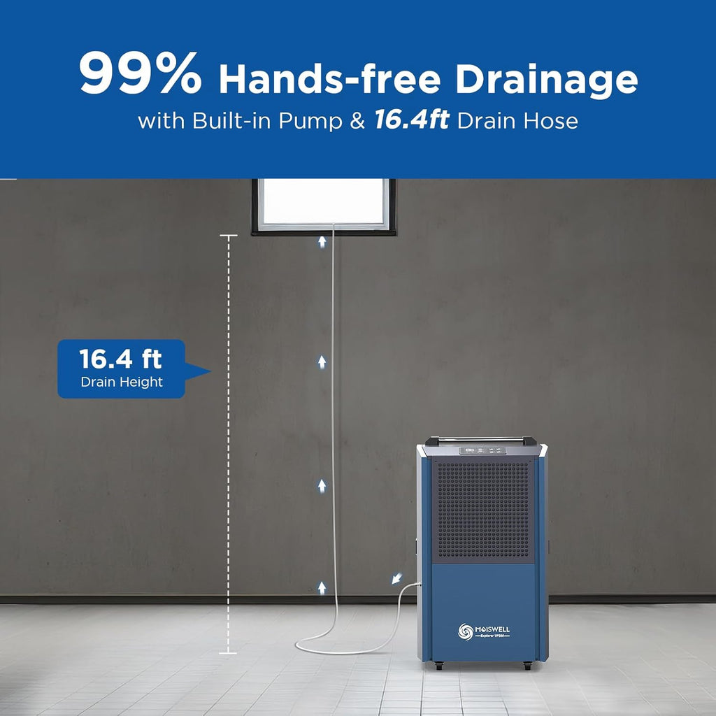 250 Pints Commercial Dehumidifier with Pump for Large Spaces, Industrial Heavy Duty Commercial-grade Dehumidifiers with Drain Hose for Basements Warehouse Water Damage Restoration