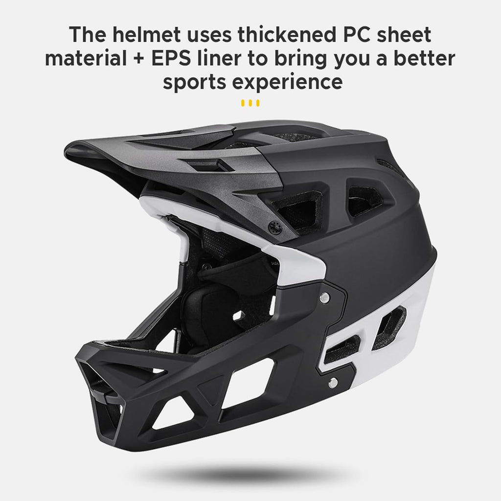 Lixada Adult Bike Helmet, Full Face Mountain Bike Helmet Lightweight Bicycle Helmet with Pads & Visor, Comfort Cycling Helmet Racing Downhill MTB Helmet for Men Women