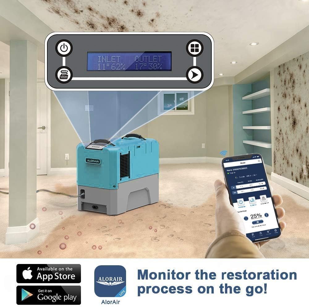 ALORAIR LGR Smart WiFi Commercial Dehumidifier up to 180 PPD (Saturation) with Pump, 5 Years Limited Warranty, Industrial Dehumidifiers, for Garage, Flood Restoration