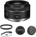 Canon RF 50mm f/1.8 STM Lens Bundle with UV Filter + Lens Cap Keeper