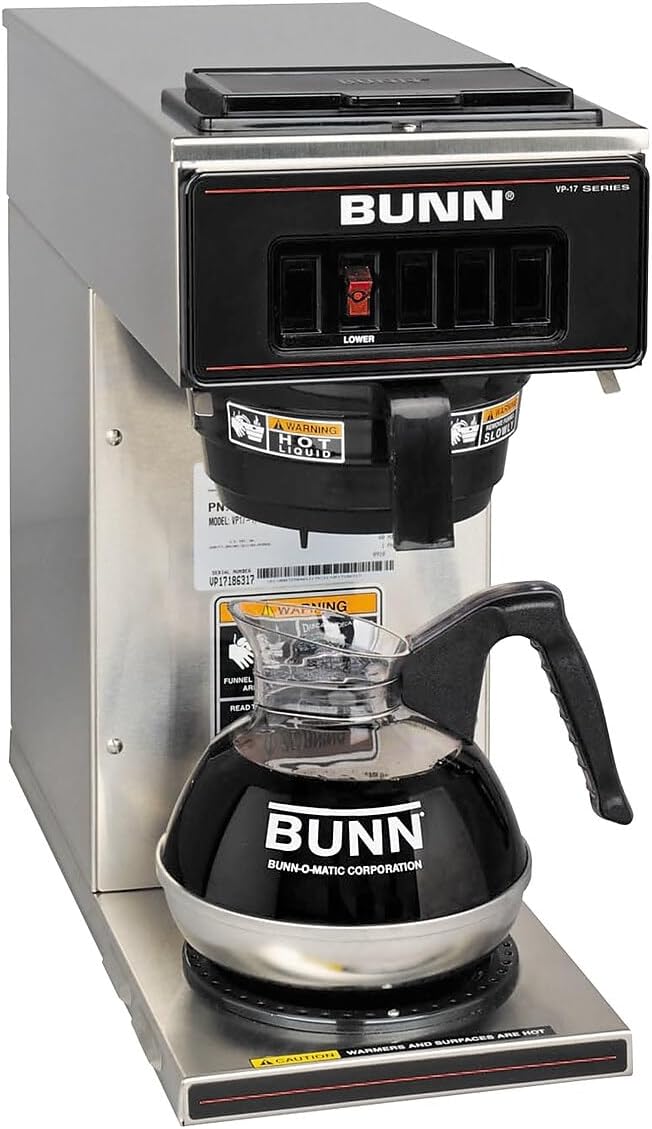 BUNN 13300.0001 VP17-1SS Pourover Coffee Brewer with 1-Warmer, Stainless Steel, Silver, Standard