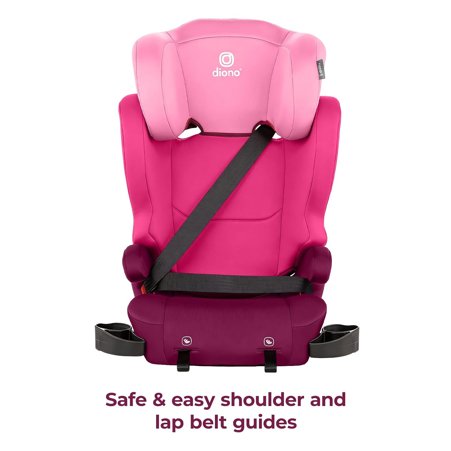 Diono Cambria LE, 2-in-1 Belt Positioning Booster Seat,Backless and High-Back Booster seat for Children from 40—120 lb,17' Wide,6 Headrest Positions,Lightweight with Latch,Pink
