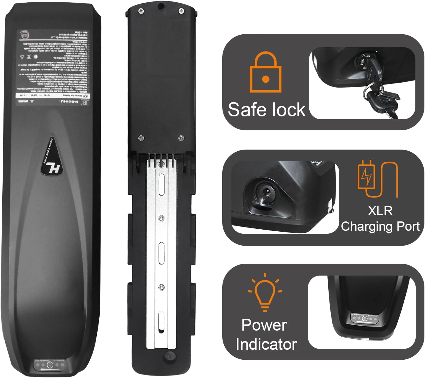 BAFANG Electric Bicycle Battery 48V17AH/19.2AH HAILONG Lithium-ion Battery, with Charger and Keys,for 500W 750W 1000W 1500W Motors and Conversion Kits