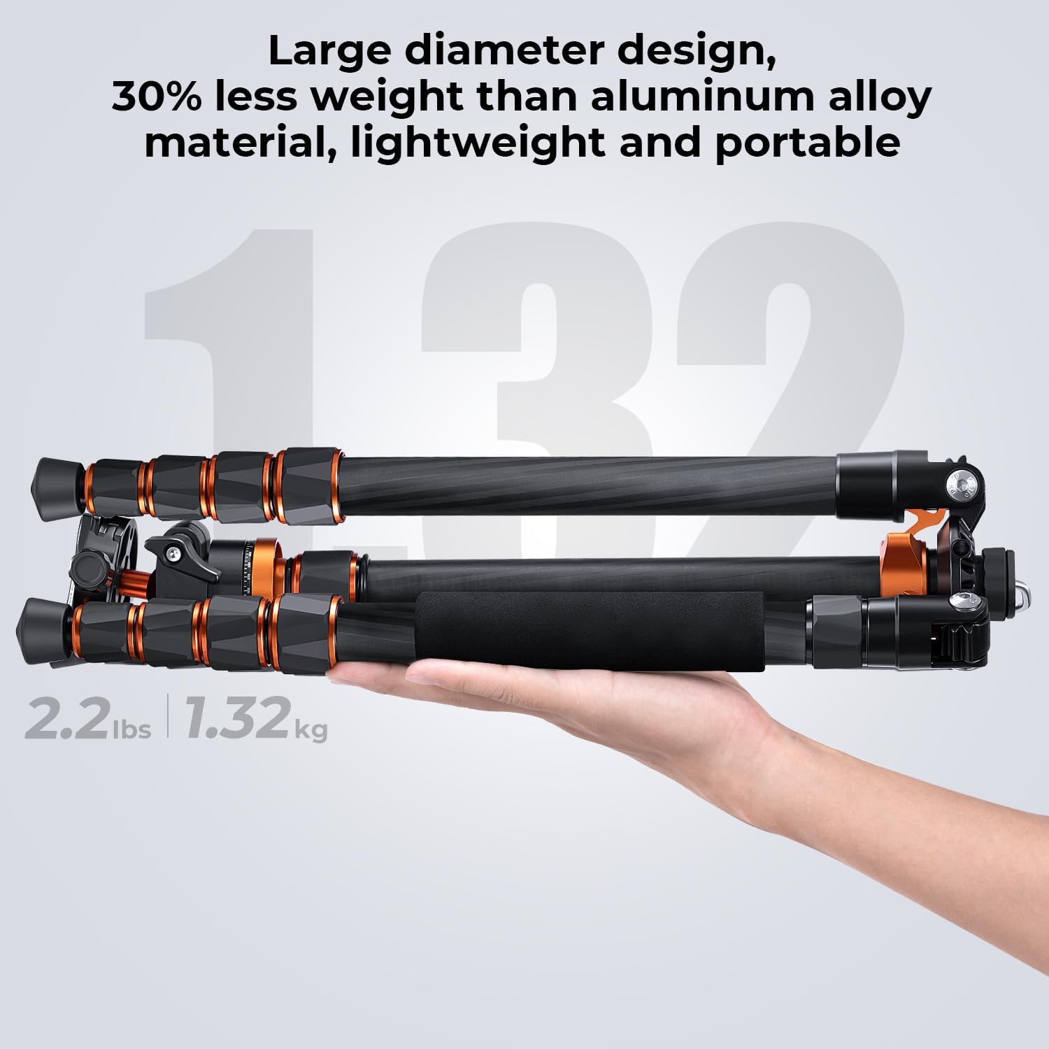 K&F Concept 68' Carbon Fiber Camera Tripod,Compact Tripods with Metal Ball Head,Quick Release Plate,Detachable Monopod 10KG Load for DSLR Cellphone Tripods(SA255C1) D255C4+BH-28L