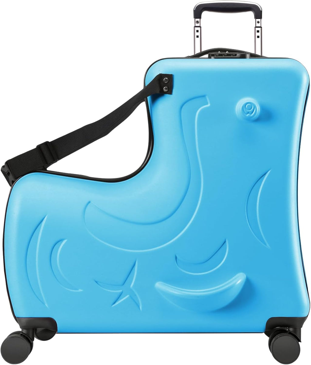 25 Inch Kids Rolling Suitcase, Blue Matte Hardshell Checked Luggage with 360 Silent Spinner Wheels, Scratch-Resistant Travel Case for Family Vacation & School Trip - Durable & Lightweight