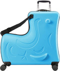 25 Inch Kids Rolling Suitcase, Blue Matte Hardshell Checked Luggage with 360 Silent Spinner Wheels, Scratch-Resistant Travel Case for Family Vacation & School Trip - Durable & Lightweight