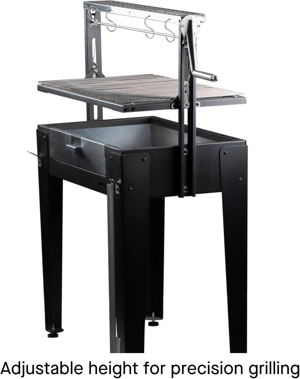 Charcoal Grill Maiten - Freestanding Santa Maria Barbecue, Adjustable Height, Detachable Front Cover, 22 lbs Capacity - Ideal for Camping