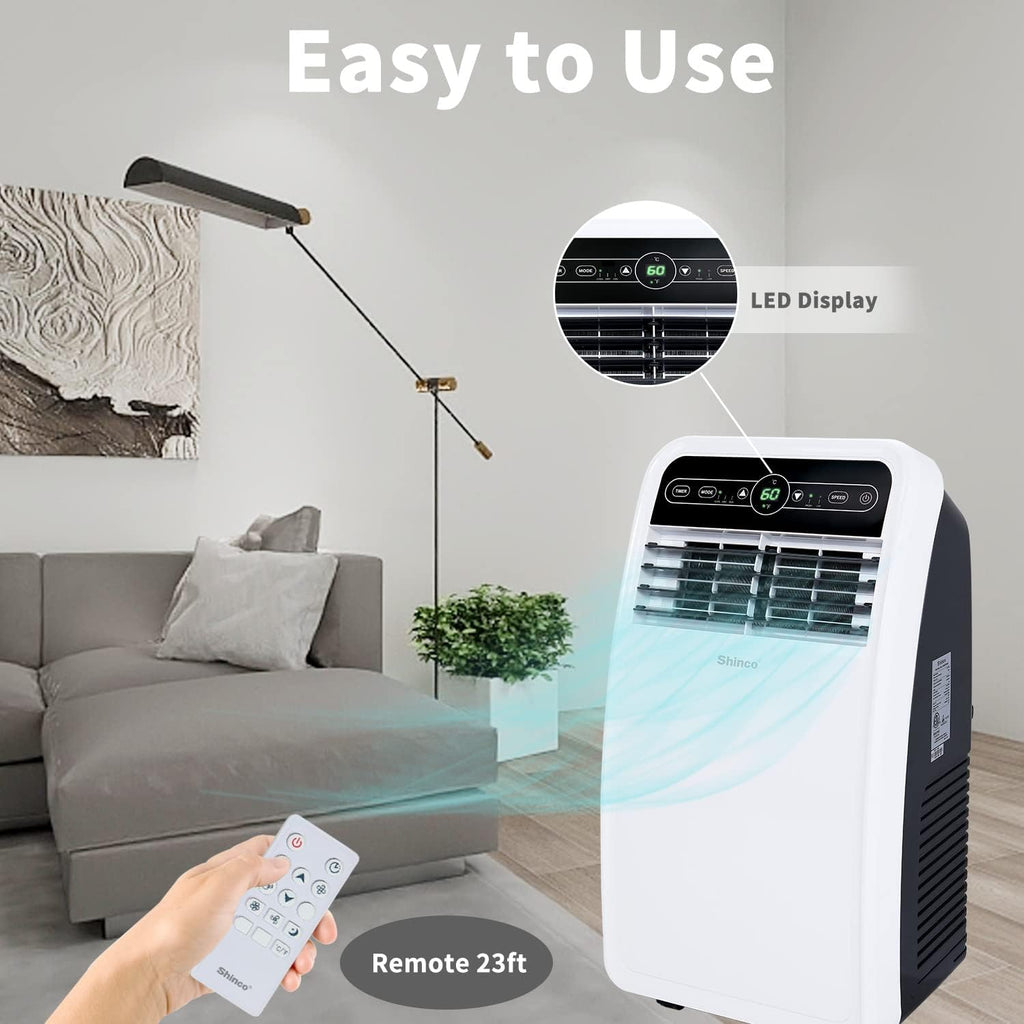 Shinco 8,000 BTU Portable Air Conditioner, Portable AC Unit with Built-in Cool, Dehumidifier & Fan Modes for Room up to 200 sq.ft, Room Air Conditioner with Remote Control, Installation Kit