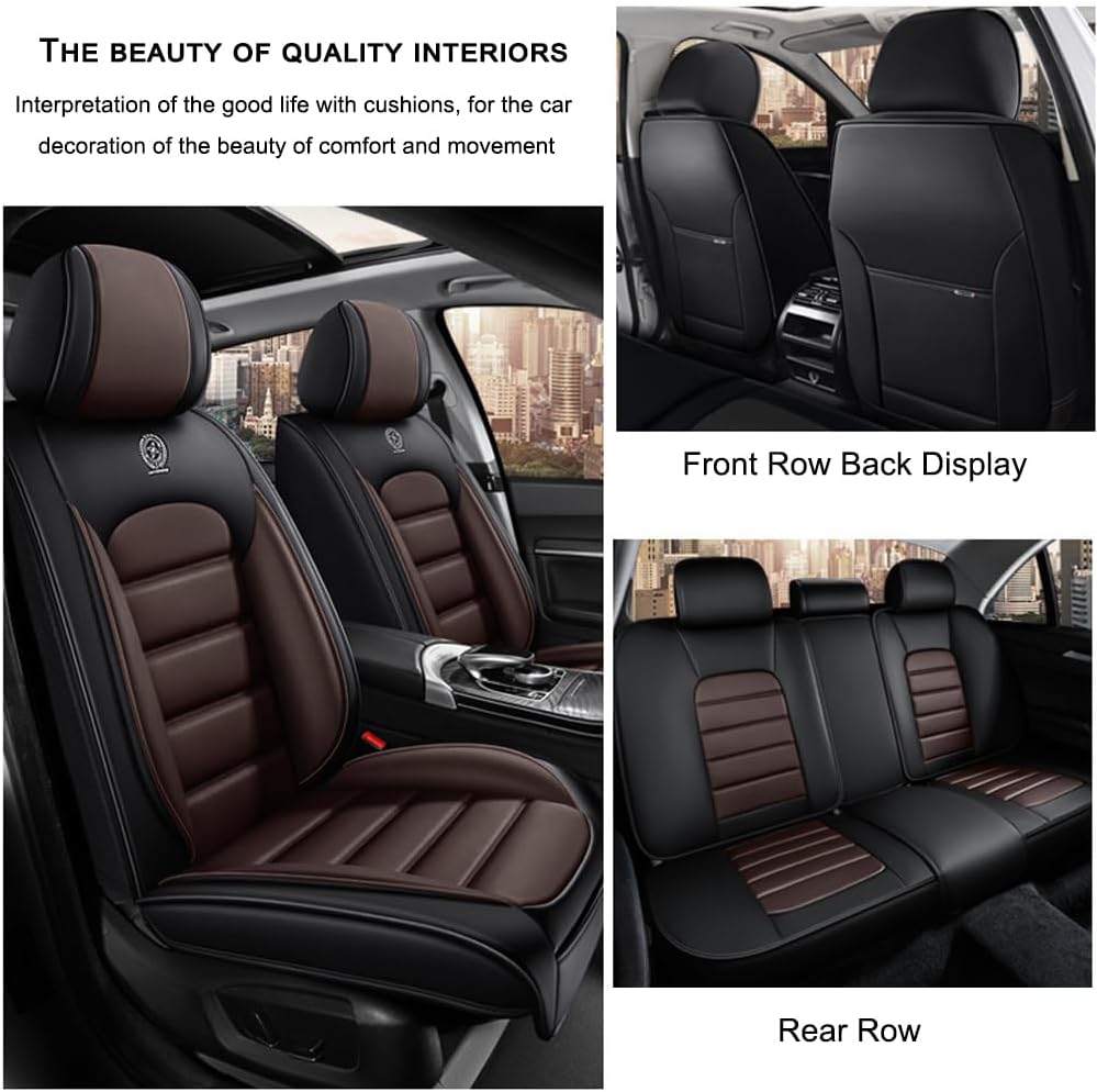 5 Seat Covers for Kia Sportage Hybrid 2023-2025 2026 Leather Car Seat Covers Waterproof Anti-Slip Car Seat Protectors Comfort Automotive Seat Covers with Airbag（Standard,Black+Coffee）