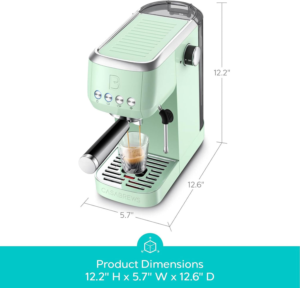 CASABREWS 3700 Essential 20 Bar Espresso Machine, Compact Coffee Maker with Steam Frother, Cappuccino & Latte Maker for Home, 43.9oz Water Tank, Pastel Green