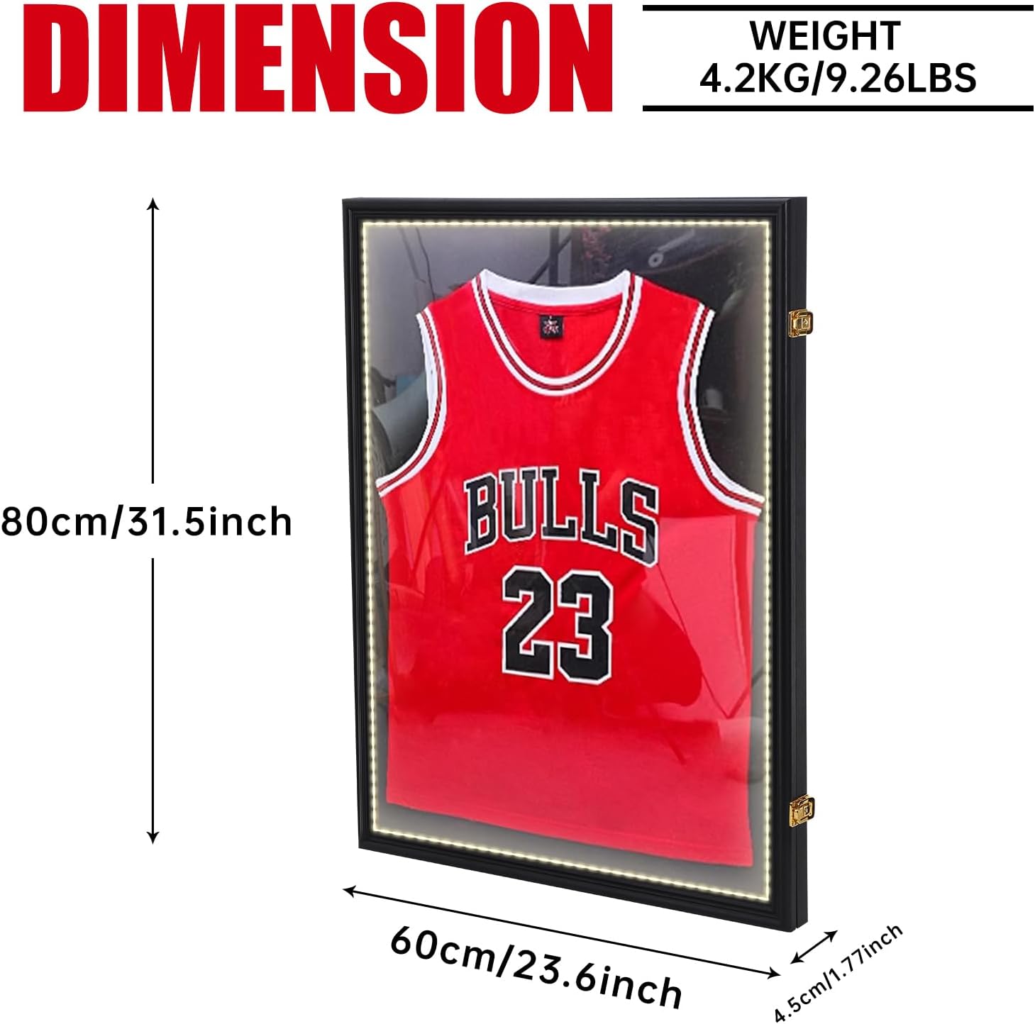 Nice C Jersey Frame Display Case with Lights, Jersey Shadow Box Display Case, Football Jersey Display Case with LED, 98% UV Protection, Valet Pinboard, Acrylic, Basketball (LED 2 Pack)