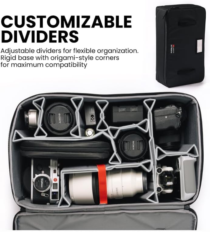 NANUK N-Cubik 17L Camera Bag Insert – Large Water-Resistant Cube – Shockproof Protective Camera Insert for Backpack – Perfect for Tech Gear & Accessories (11.4' x 13.3' x 6.6')