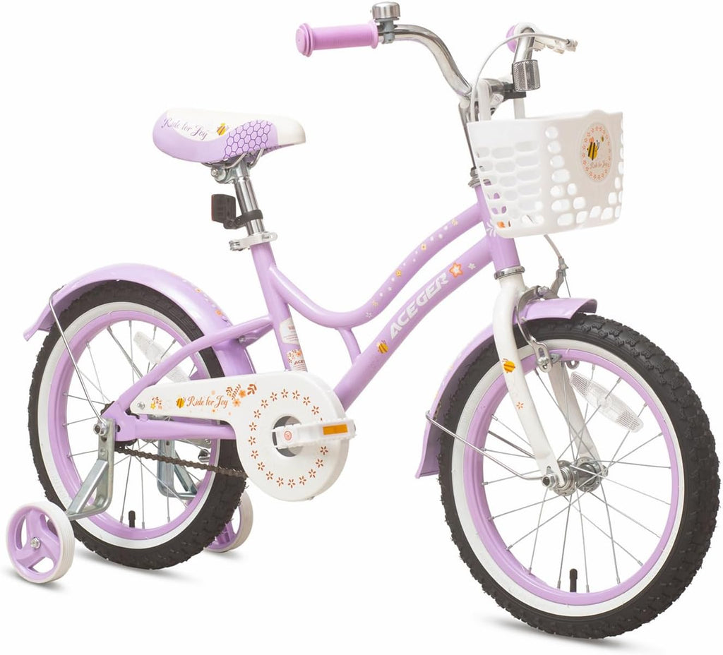 ACEGER Kids Bike for 2-14 Years Old, 12 14 16 18 Inch Girls Bike with Removable Training Wheels, 20 Inch Kid's Bicycle with Kickstand only, Adjustable Seat, Steel Frame & Dual Brakes