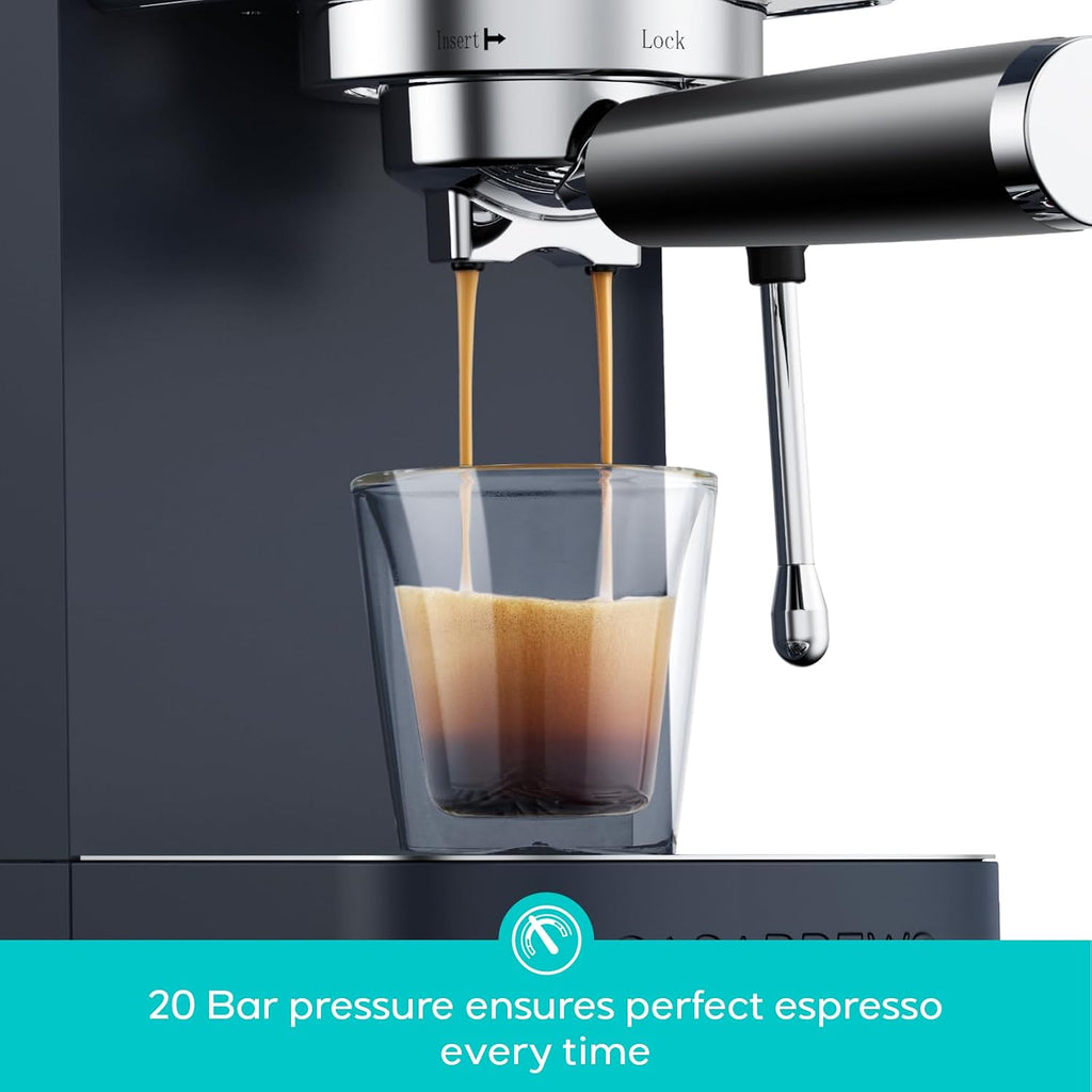 CASABREWS 3700 Essential Espresso Machine 20 Bar, Stainless Steel Coffee Maker with Steam Frother, Cappuccino & Latte Machine, 43.9oz Water Tank, Sapphire Blue