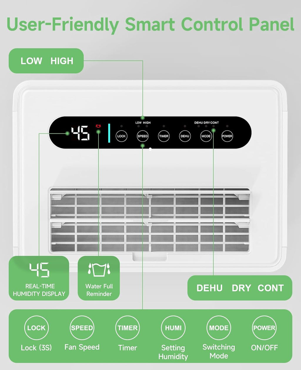 1500 Sq.ft Dehumidifier for Basement, Trazico 21 Pint Quiet Dehumidifiers for Home with Drain Hose, Smart Humidity Control, 3 Modes, 24H Timer, Auto Defrost, for Large Room, Bedroom, and Bathroom