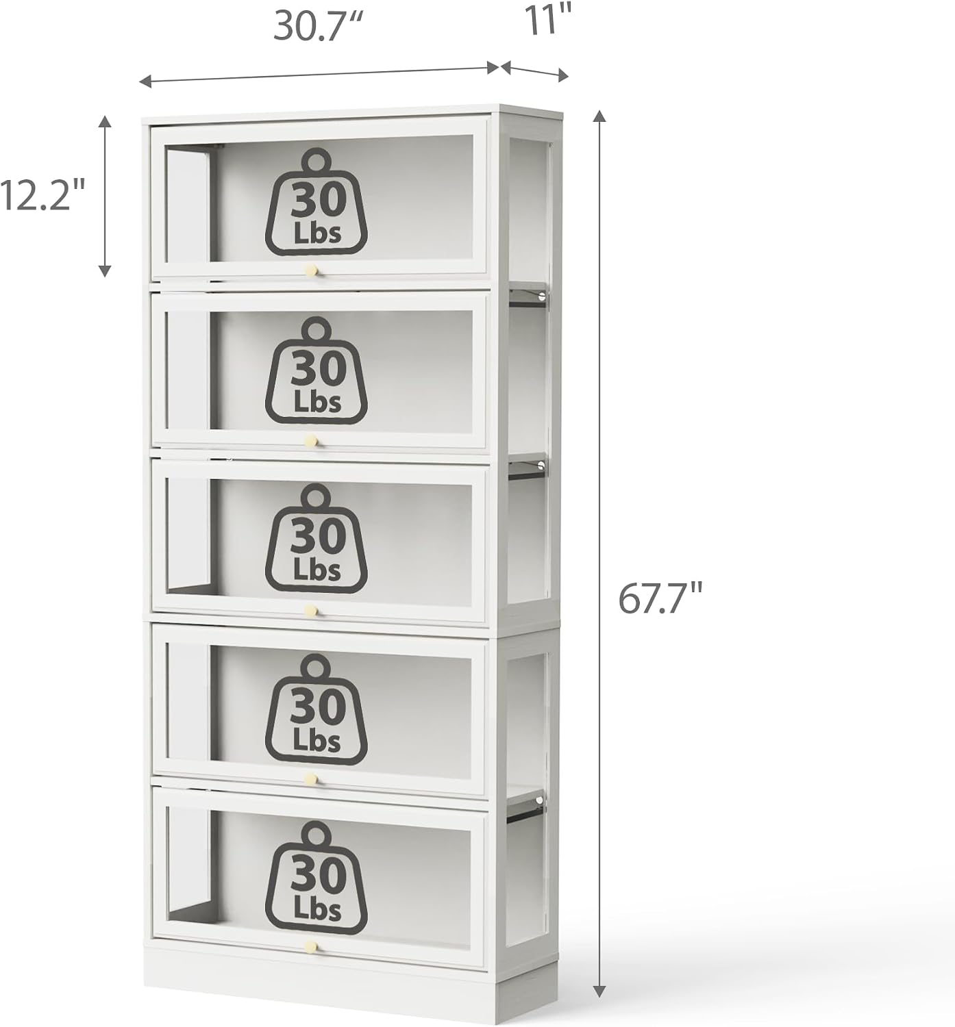 Display Cabinet with Acrylic Glass Doors,5-Tiers Curio Cabinet with LED Lighting for Collectibles, Collectibles Toy Organizers Rack & Display Shelf Display Case Storage Cabinet, White