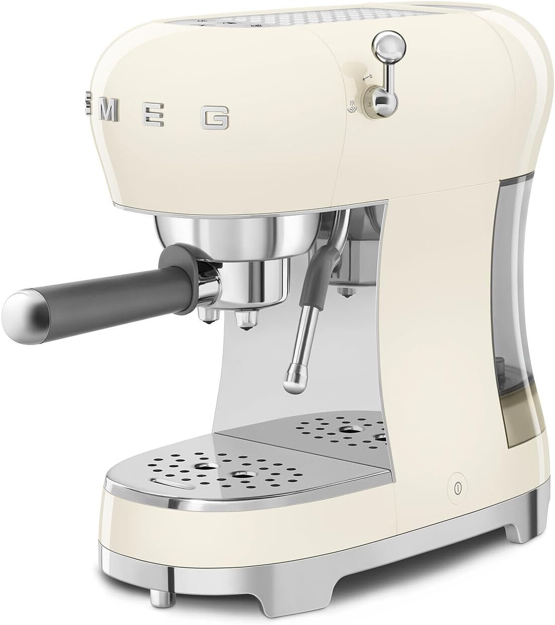 Smeg ECF02 Italian Espresso Machine – Manual 15-Bar Coffee Maker, Made in Italy – Retro Design with Steam Wand (Cream)