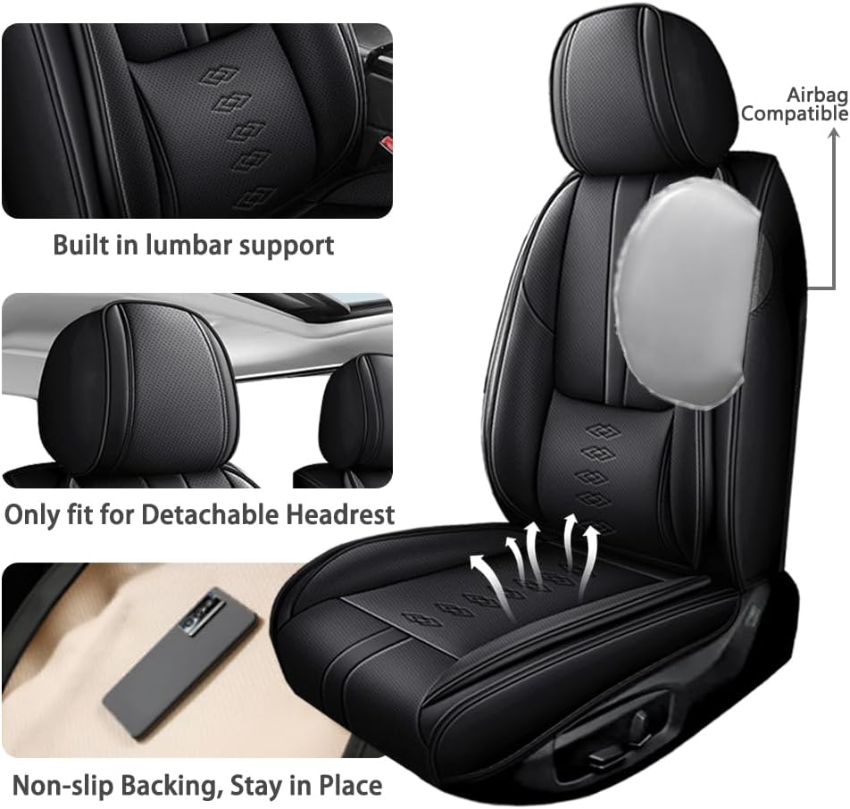 Front Seat Covers for Dodge Ram 1500 1996-2011 2026,Pick-up Truck Car Seat Cover,Truck Seat Cushion Covers with Airbag,Waterproof Automobile Seat Protectors(Black,Standard)