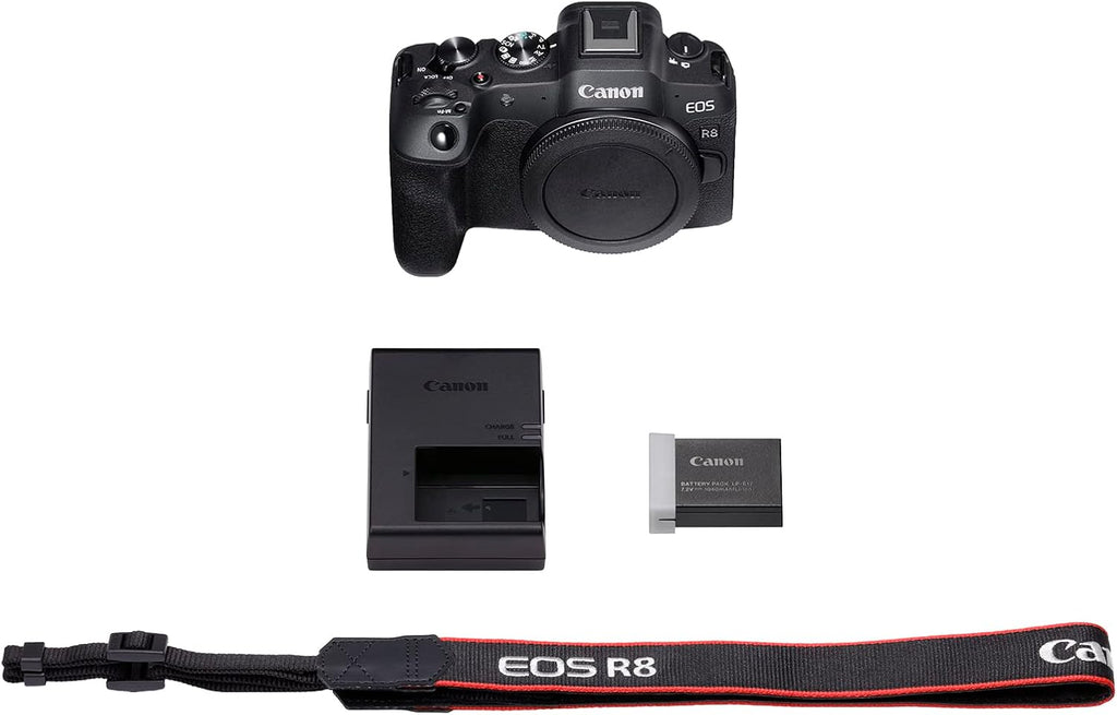Canon EOS R8 Mirrorless Camera Body, Full‑Frame CMOS Sensor, 24.2 Megapixels, 4K 60p Video, Dual Pixel Autofocus II, Lightweight Camera for Content Creation, Photography and Vlogging, Black
