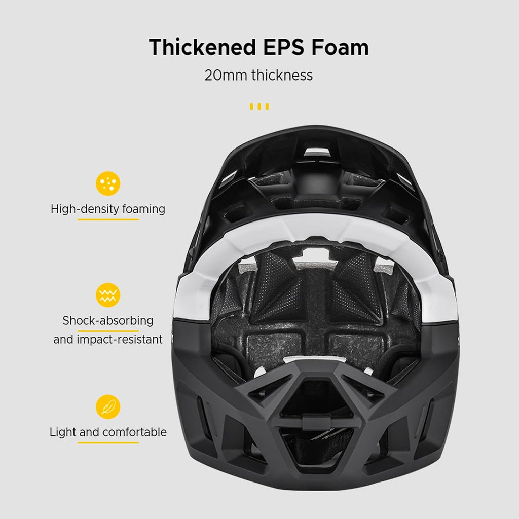 Lixada Adult Bike Helmet, Full Face Mountain Bike Helmet Lightweight Bicycle Helmet with Pads & Visor, Comfort Cycling Helmet Racing Downhill MTB Helmet for Men Women