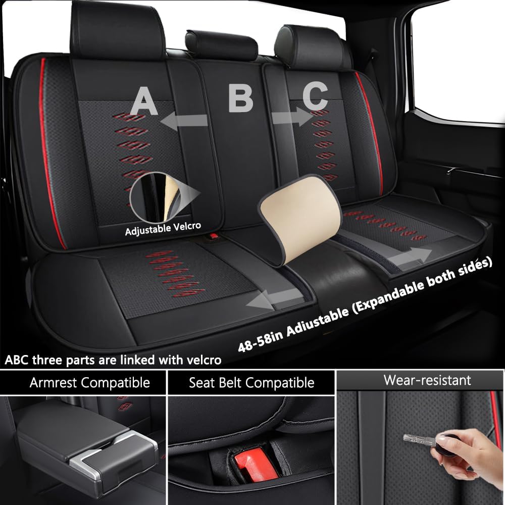 Full Set Car Seat Covers for Chevy Equinox 2005-2025 2026 Leather Seat Covers Waterproof Front Seats&Rear Car Seat Protectors Breathable Seat Cover Black&Red