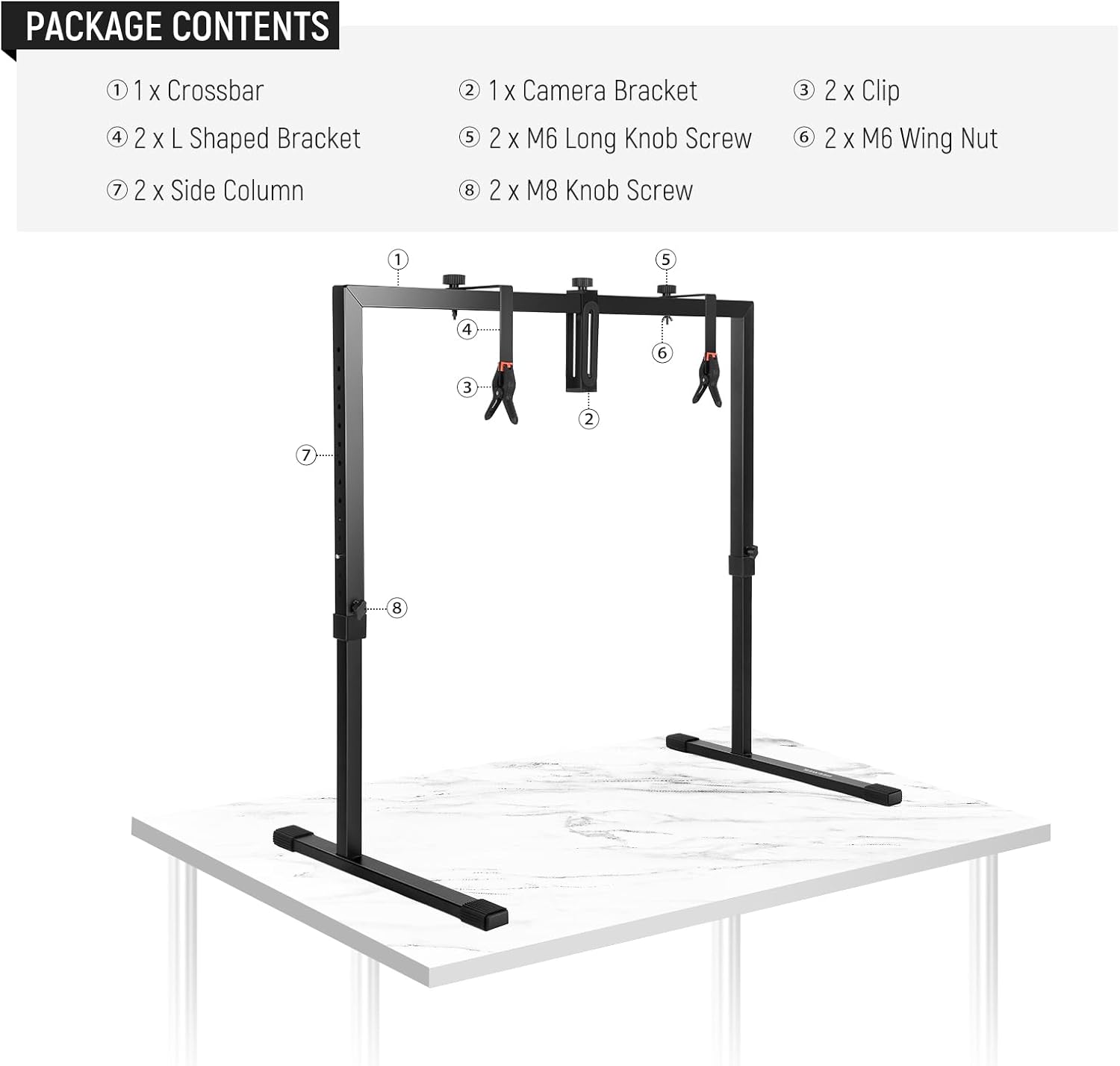 NEEWER Overhead Camera Mount Rig for Top Down Shots, Heavy Duty Steel Tabletop Mount Stand Multi Device Platform for Flat Lay Photography Lighting Cooking Drawing Crafts, For Desks≥3.3'/1m Long, ST100