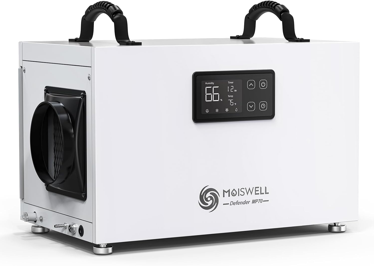145 Pints Commercial Dehumidifier with Pump, Crawlspace Dehumidifiers with Drain Hose for Compact Tight Basements Large Spaces | MOISWELL Defender MP70