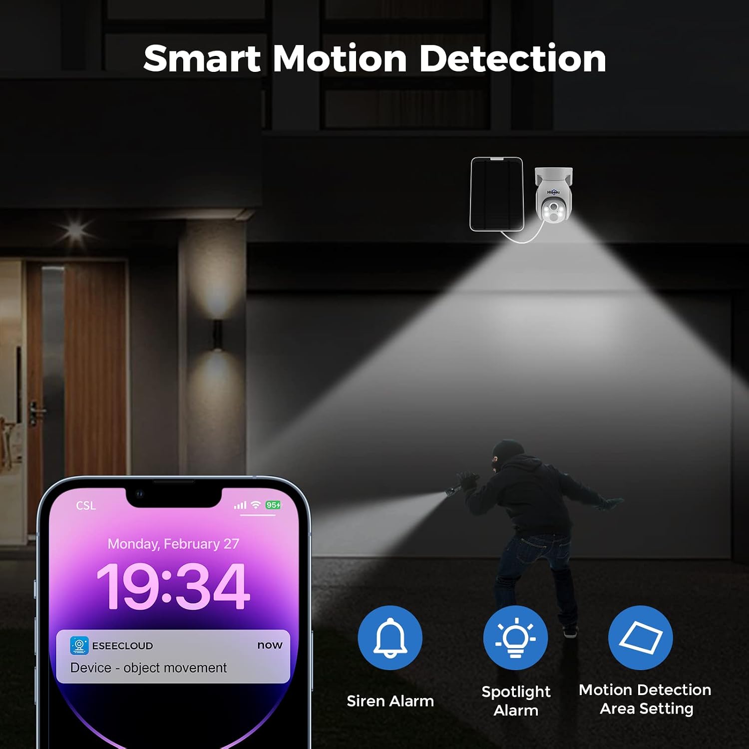 Hiseeu [1TB HDD,4MP Spotlight] Solar Home Security Camera System,PTZ Dome + Bullet Solar Security Cameras Wireless Outdoor,10CH 10 Inch LCD 4K NVR,Smart Human Detection,2-Way Audio,Motion Record