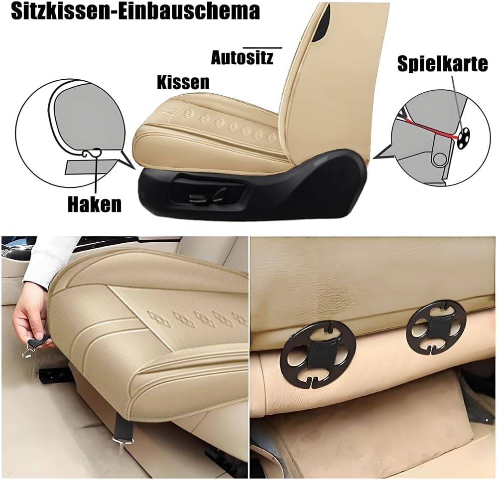 Car Seat Covers for Flex,for Ford Flex 2009-2019,Leather Front Seat Covers,Airbag-Compatible Car Seat Protectors,Waterproof Seat Cover for Cars(Beige,2PCS/with Pillows)