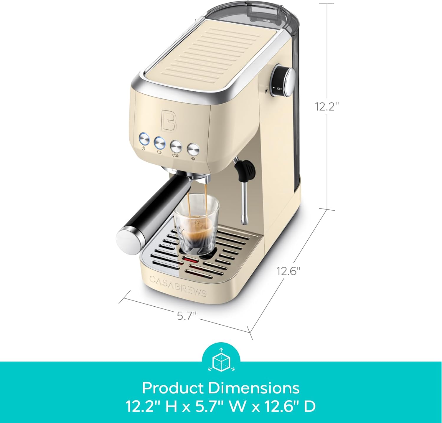 CASABREWS 3700 Essential Espresso Machine 20 Bar, Stainless Steel Coffee Maker with Steam Milk Frother, Espresso Coffee Machine Cappuccino Latte Machine with 43.9oz Removable Water Tank, Creamy