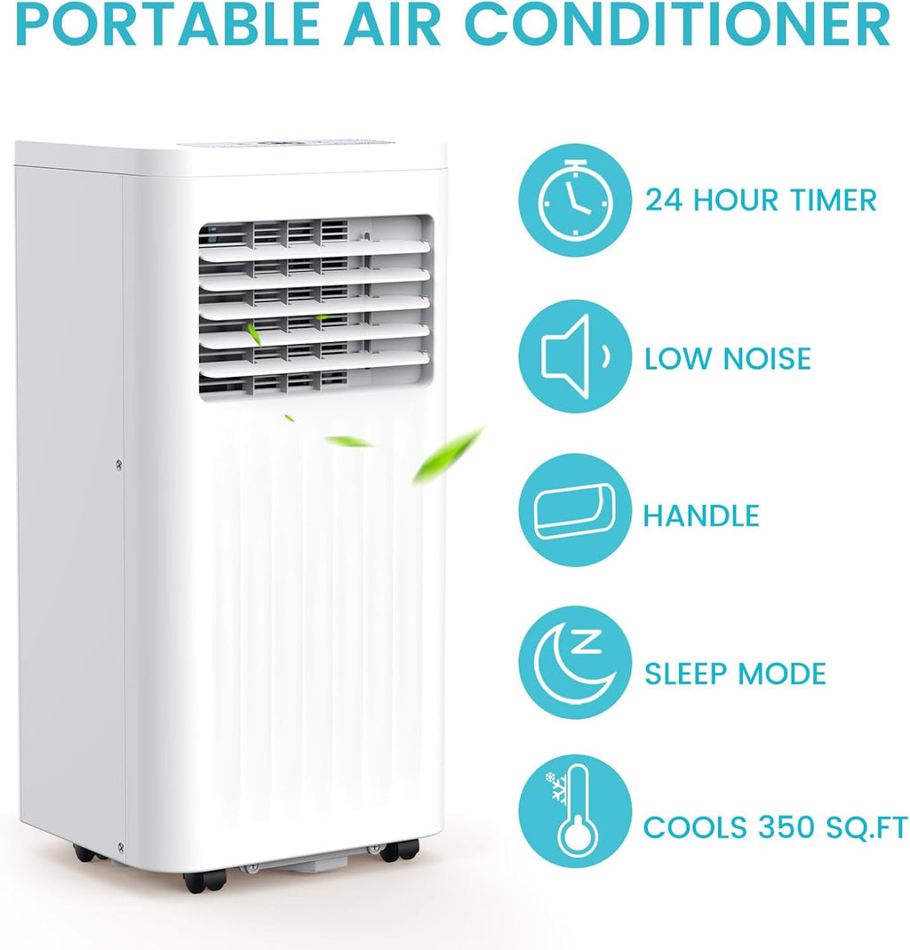 Antarctic Star Portable Air Conditioners 8,000 BTU, Small Portable AC with Cooling, Fan, Dehumidifier Function, 24H Timer, Cooling up to 350 Sq.Ft. Window Kit Panel, 62ºF and 86ºF Temperature Range
