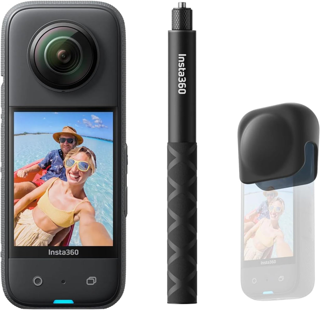 Insta360 X3 Get-Set Bundle - 360 Action Camera with 5.7K 360 Active HDR Video, 4K Single-Lens Camera, Waterproof, FlowState Stabilization, 2.29' Touchscreen, AI Editing, for Motorcycle