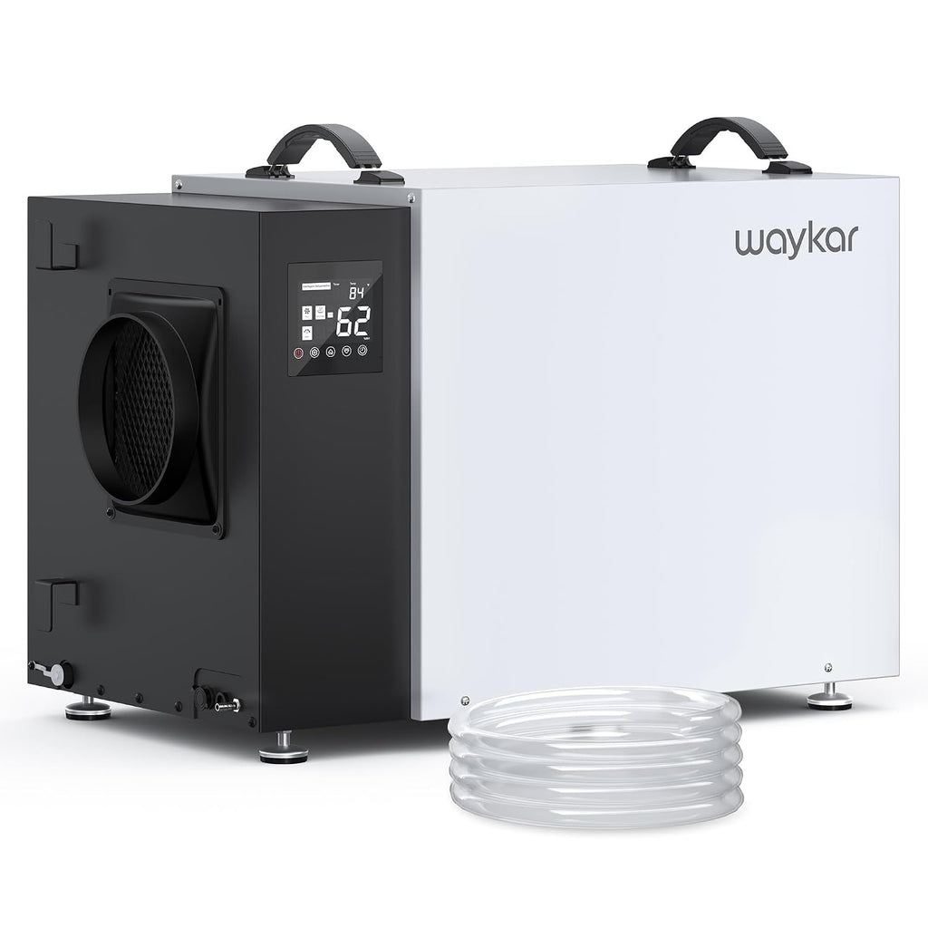 Waykar 216 Pint Crawl Space Dehumidifier with Pump & Drain Hose for Basements, Commercial & Water Damage Spaces up to 8000 Sq. Ft., Compact, Strong Dehumidification, 5-Year Quality Coverage