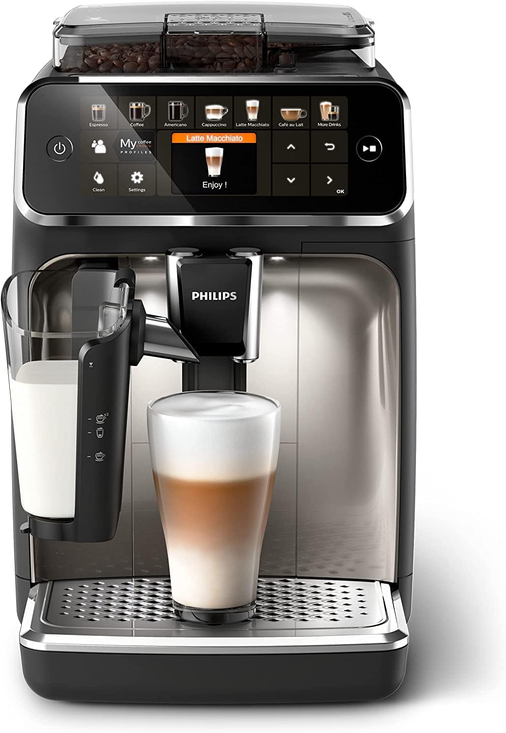 PHILIPS 5400 Fully Automatic Espresso Machine with LatteGo, EP5447/94 (Renewed)