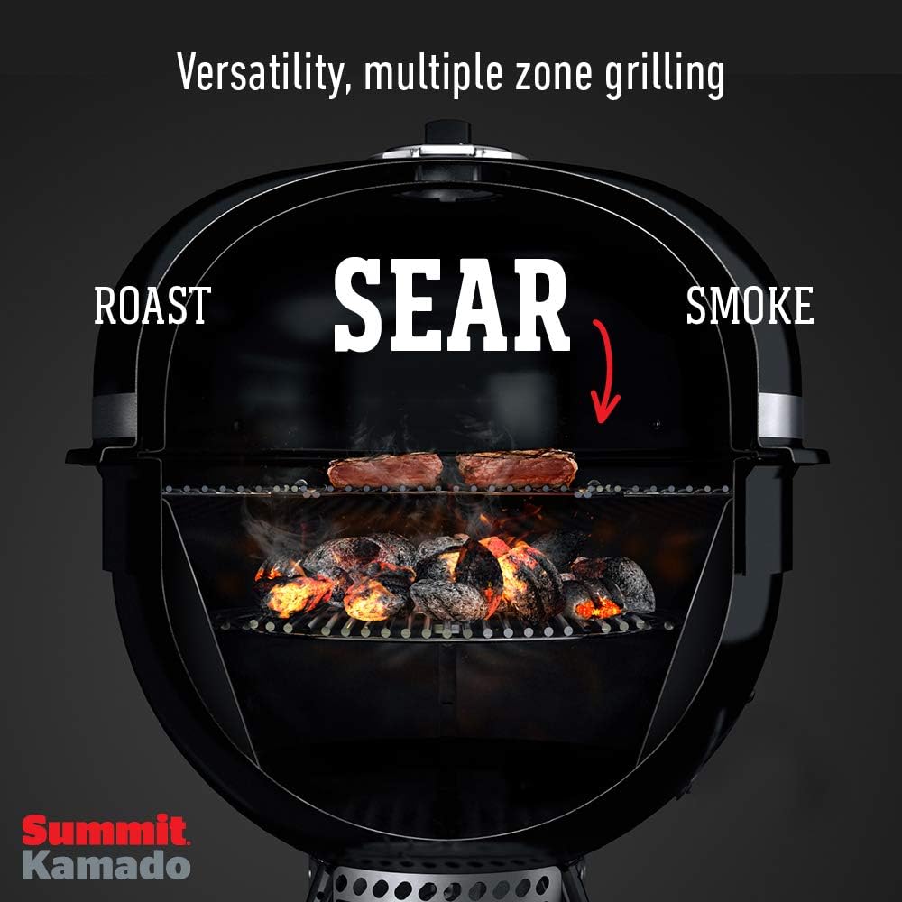 Weber Summit® Kamado E6 Charcoal Grill, Black – Dual‑Walled Insulated Steel Kamado with 24' Cooking Area, Porcelain‑Enameled Kettle & One‑Touch Cleaning System