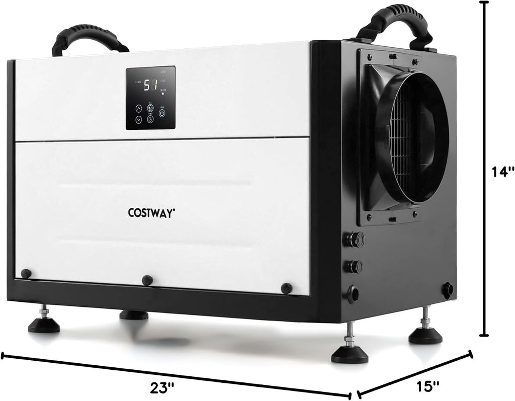 COSTWAY 155 PPD Commercial Dehumidifier, 1900 Sq.Ft Crawl Space Dehumidifier with 9.8 FT Drain Hose & Wired Remote Control Panel, Ideal for Basement, Warehouse (White)