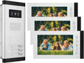 Wired Video Intercom System,7 Inch Ring Video Doorbell with IR Night Vision,HD Camera Kits,IR Outdoor Camera,Dual-Way Intercom for Villa Home Office Apartment (1 Bell +3 Monitor)